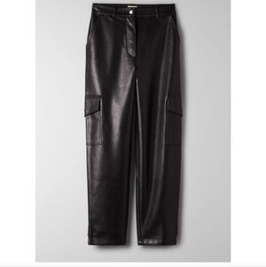 Wilfred Aritzia Faux Leather High Rise Modern Cargo Pants Black SZ 4 NWOT